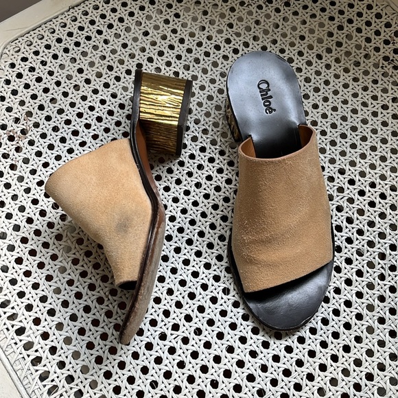 Chloe Qassie suede block heel mule sandal - Picture 3 of 7